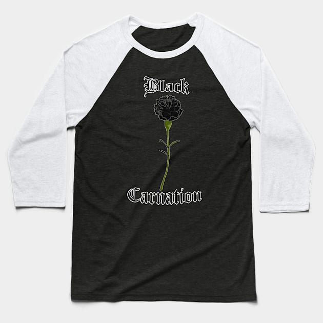 Black carnation – Gothic flower Baseball T-Shirt by IrvinGoth Garden